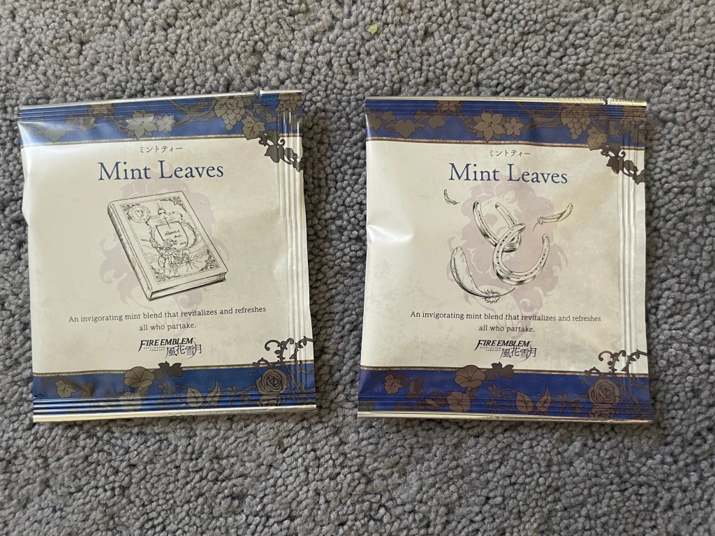 A photograph of the mint leaves tea bags